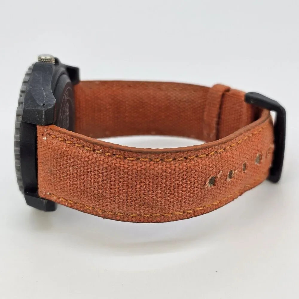Men's Sprout Watch 42MM‎ Brown Dial Orange Canvas Band Straps New Battery